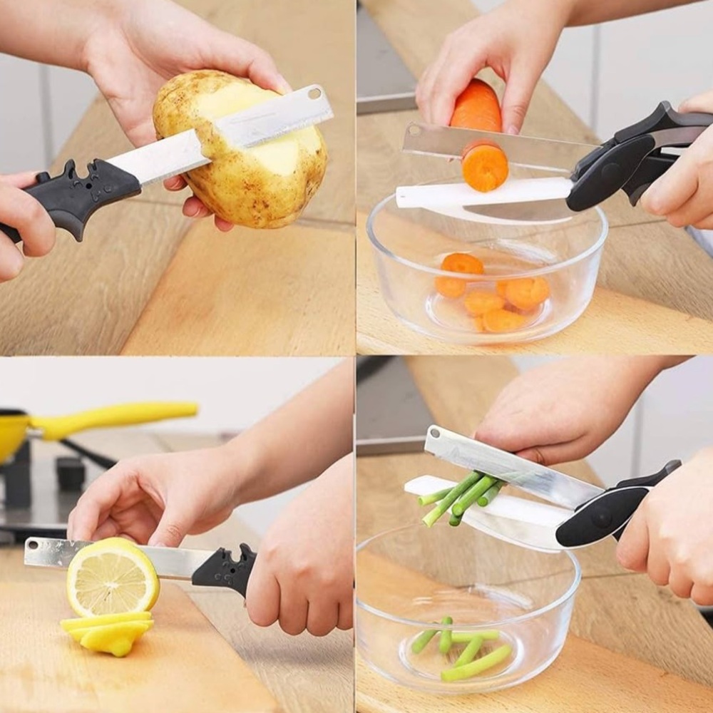 Ronan 2 in 1 Smart Cutter Kitchen Food Scissors Stainless Steel Slicer Flawed